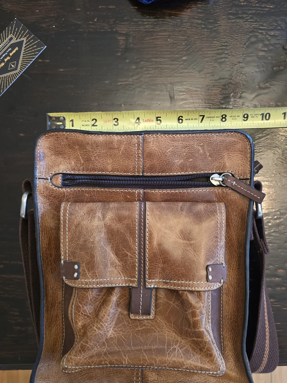 Fossil Distressed Brown Leather Messenger Bag